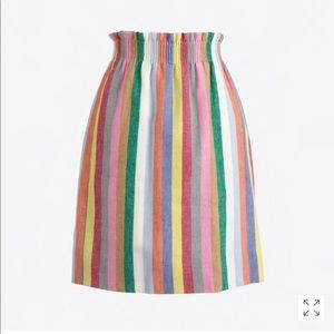 Mixed-stripe linen-cotton sidewalk mini skirt